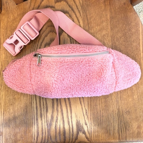 Gap Faux Sherpa Belt Bag, Guava Pink, 9” X 5” - Picture 6 of 9
